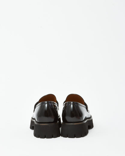Gucci Black Leather SHW Horsebit Lug Sole Loafers - 41.5