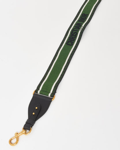 Dior Green & Black Embroidered Canvas Logo Strap