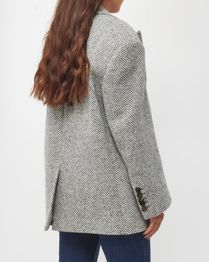 Gucci Grey Chevron Wool Blazer Coat - 44/US L