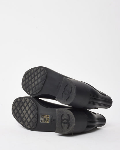 Chanel Black PVC Rubber CC Logo Ankle Booties - 38