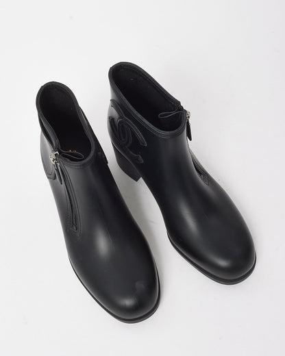 Chanel Black PVC Rubber CC Logo Ankle Booties - 38