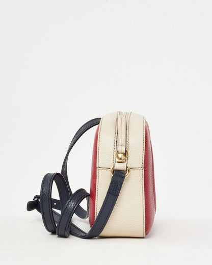 Gucci Red/Cream/Black Tri-Color Pebbled Calfskin Leather GG Soho Disco Crossbody Bag