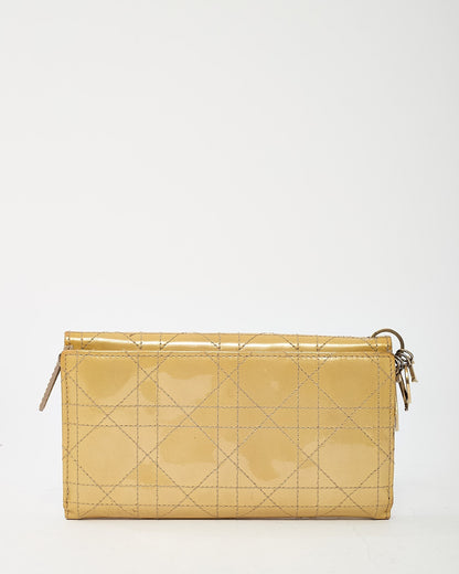Dior Beige Cannage Patent Leather GHW Lady Dior Charm Long Wallet