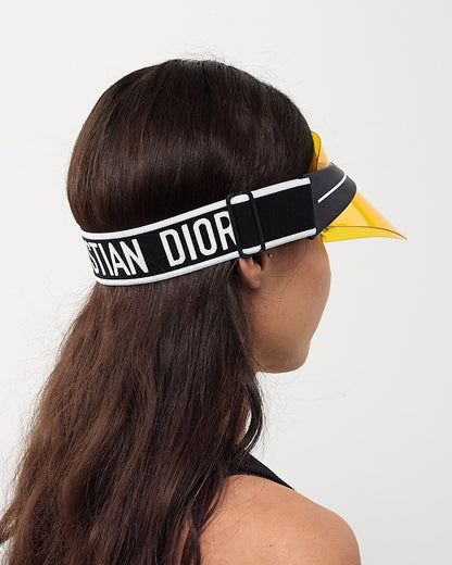 Dior Yellow Perspex and Black/White Dior Logo Cotton-Blend Jacquard DiorClub Visor