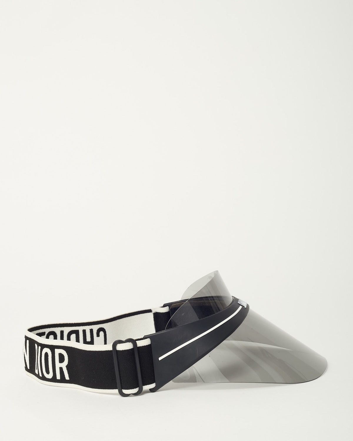 Dior Black Perspex and Black/White Dior Logo Cotton-Blend Jacquard DiorClub Visor