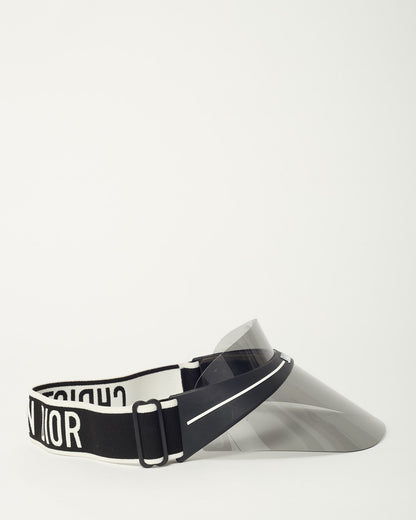 Dior Black Perspex and Black/White Dior Logo Cotton-Blend Jacquard DiorClub Visor