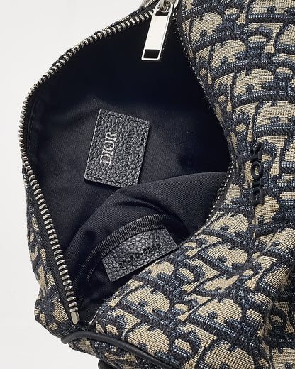 Dior Navy Blue Monogram Oblique Canvas Roller Messenger Crossbody Bag