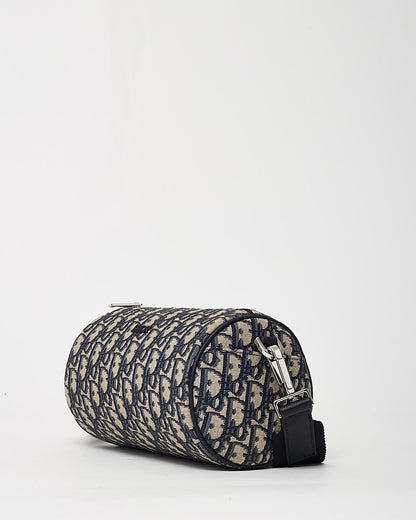 Dior Navy Blue Monogram Oblique Canvas Roller Messenger Crossbody Bag