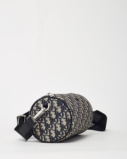 Dior Navy Blue Monogram Oblique Canvas Roller Messenger Crossbody Bag