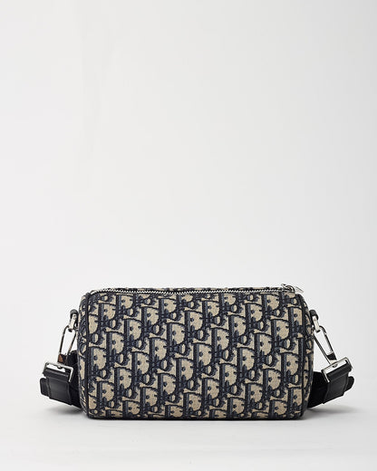 Dior Navy Blue Monogram Oblique Canvas Roller Messenger Crossbody Bag