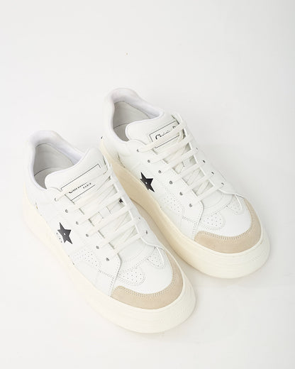 Dior White Calfskin Leather and Beige Suede Dior Star Sneakers - 38