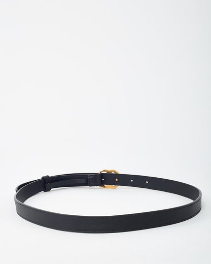 Gucci Black Leather GHW Thin GG Marmont Belt - 85/34
