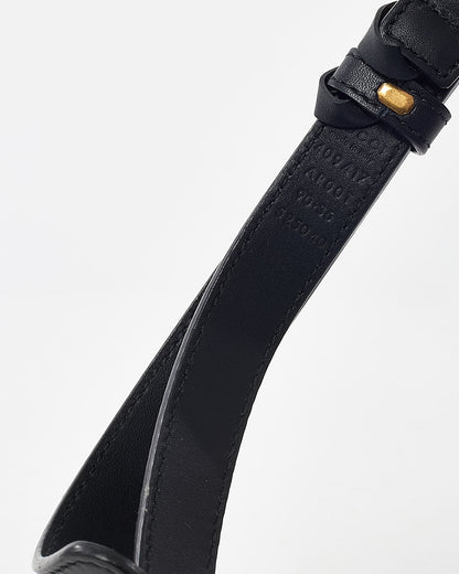 Gucci Black Leather GHW Thin GG Marmont Belt - 85/34