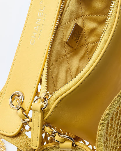 Chanel Coco Beach Yellow Mesh Macrame Small Flap Bag GHW