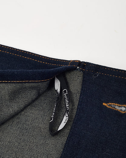 Dior Blue Denim Christian Dior Embroidered Logo Pouch