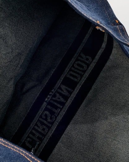 Dior Blue Denim Christian Dior Embroidered Logo Pouch