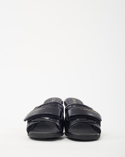 Dior Black Cannage Leather Logo DiorEvolution Heeled Mule Sandals - 38.5