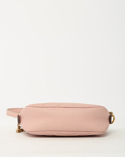Gucci Pink Chevron Leather Mini Marmont Camera Bag GHW
