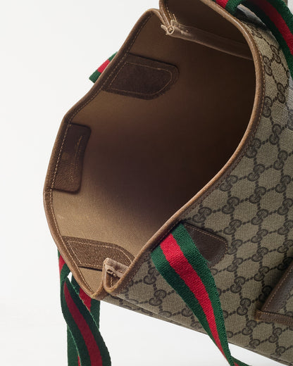 Gucci Vintage Beige and Brown GG Monogram Plus Coated Canvas Sherry Line Shopping Tote