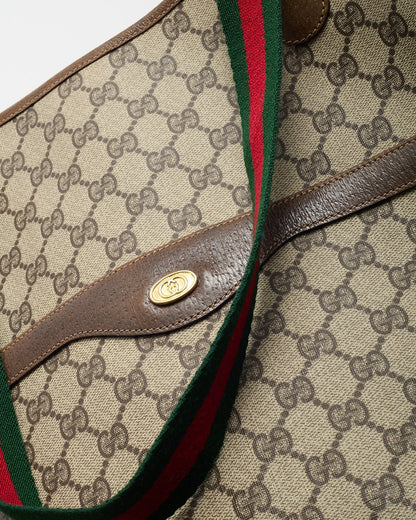 Gucci Vintage Beige and Brown GG Monogram Plus Coated Canvas Sherry Line Shopping Tote