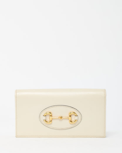 Gucci White Boarded Plutone Calfskin Leather Horsebit 1955 WOC Crossbody Bag