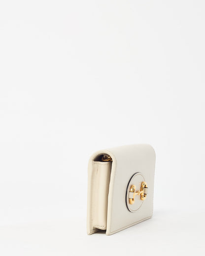 Gucci White Boarded Plutone Calfskin Leather Horsebit 1955 WOC Crossbody Bag