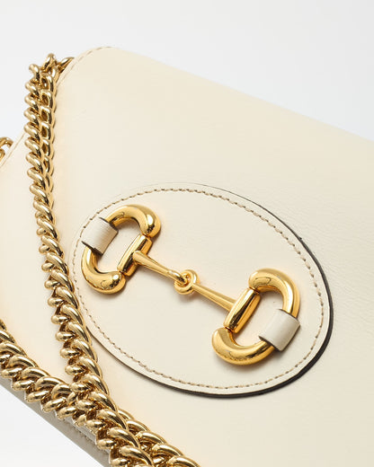 Gucci White Boarded Plutone Calfskin Leather Horsebit 1955 WOC Crossbody Bag