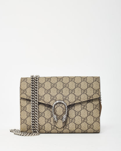 Gucci Beige & Ebony Monogram GG Supreme Canvas Dionysus WOC Crossbody Bag