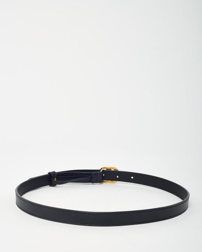 Gucci Black Leather GHW Thin GG Marmont Belt - 80/32