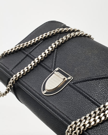 Dior Black Grained Calfskin Diorama Croisiere WOC Wallet on Chain Crossbody Bag