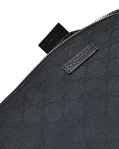 Gucci Black GG Monogram Canvas Messenger Crossbody Bag