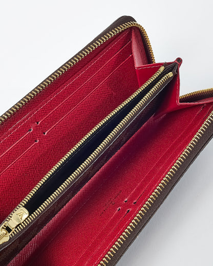 Louis Vuitton Damier Ebene Coated Canvas Red Interior Clemence Wallet