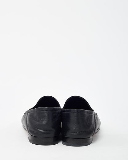 Gucci Black Leather Gold Horsebit Loafers - 37