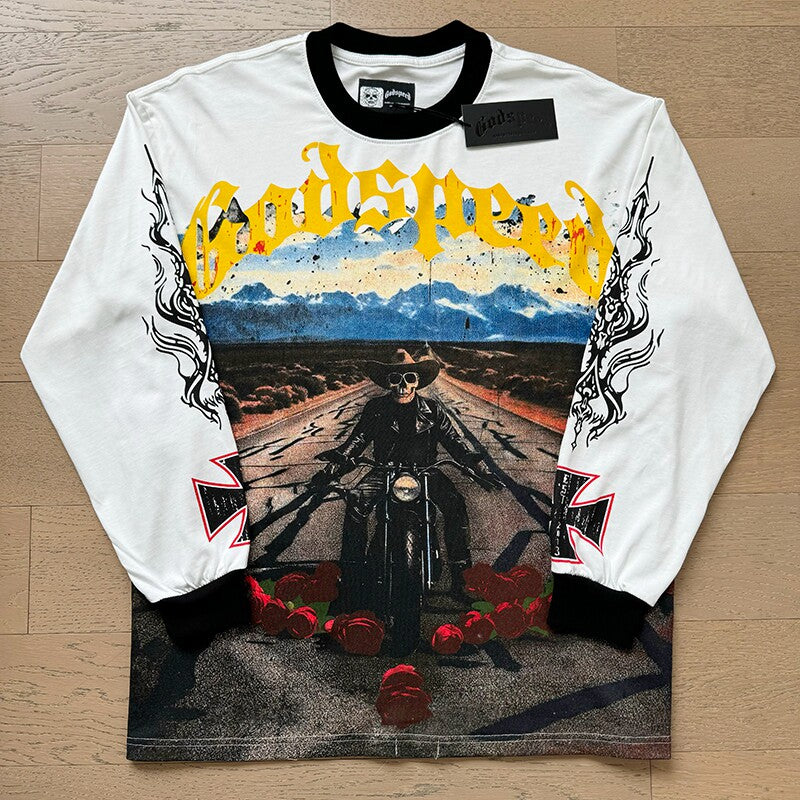 GodSpeed Motorcycle Rider Graphic Long Sleeve T-Shirt