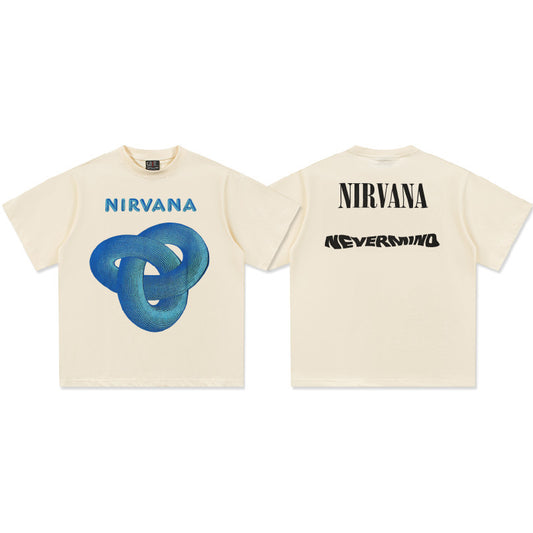 NIRVANA Blue Loop Graphic Cream T-Shirt