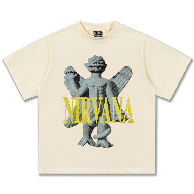 NIRVANA Angel Statue Graphic Cream T-Shirt