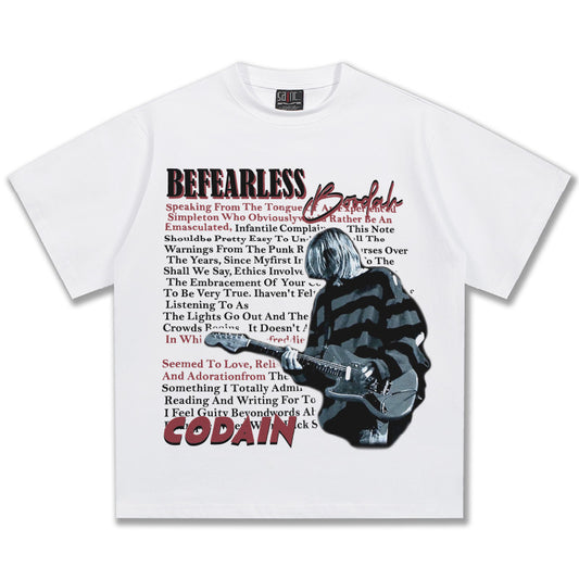 NIRVANA Fearless Guitarist Graphic White T-Shirt