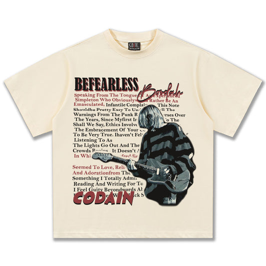 NIRVANA Fearless Guitarist Graphic Cream T-Shirt