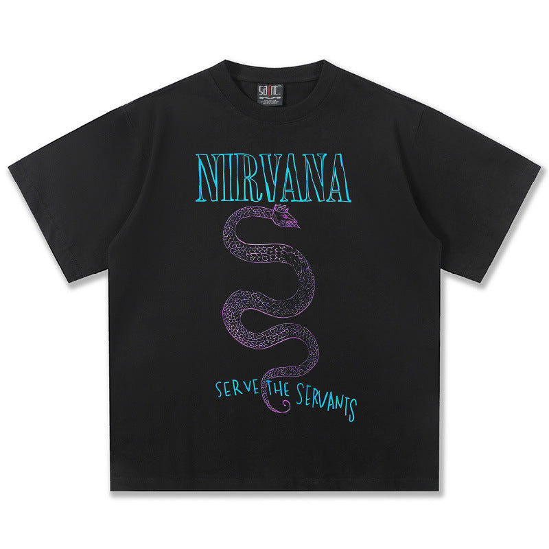 NIRVANA Snake Graphic Black T-Shirt