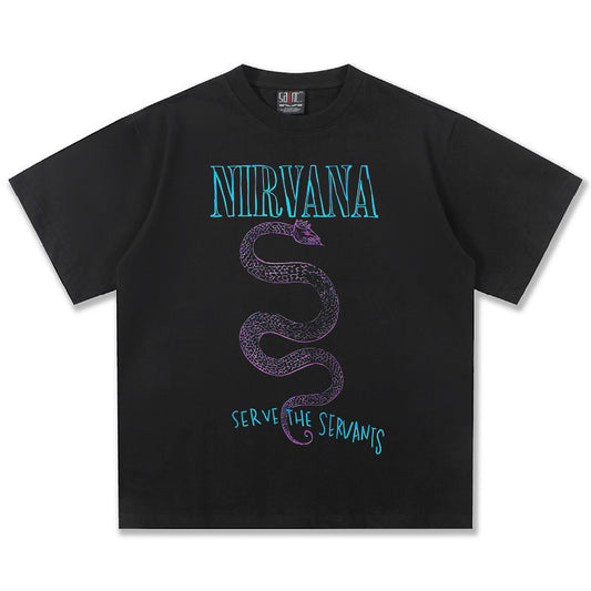 NIRVANA Snake Graphic Black T-Shirt