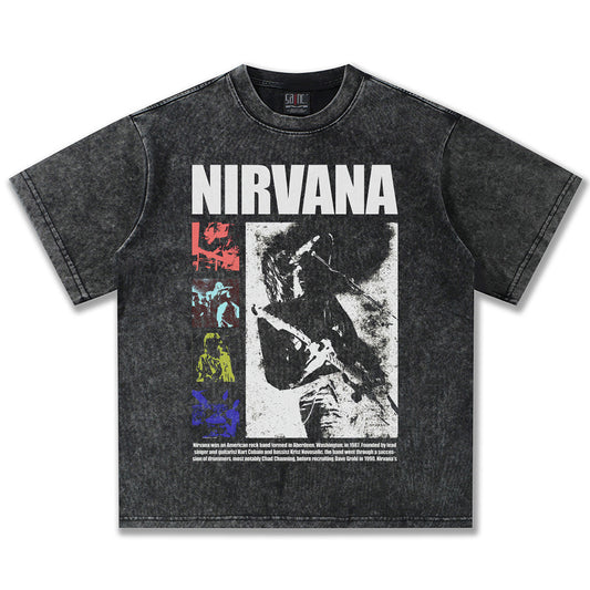 NIRVANA Washed Black Band Graphic T-Shirt