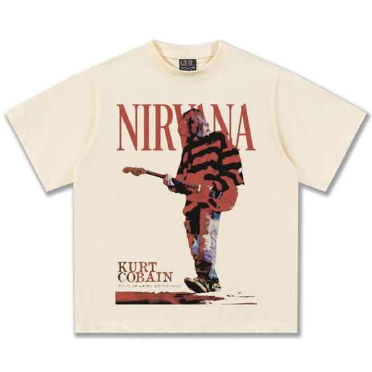 NIRVANA Kurt Cobain Cream Graphic T-Shirt
