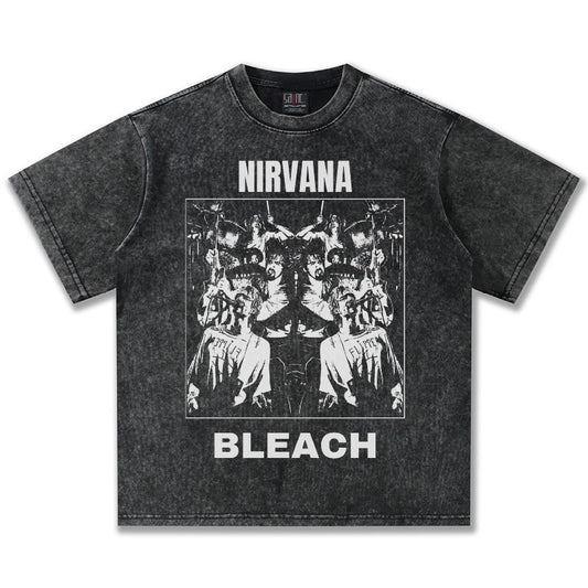 NIRVANA Bleach Vintage Washed Black T-Shirt