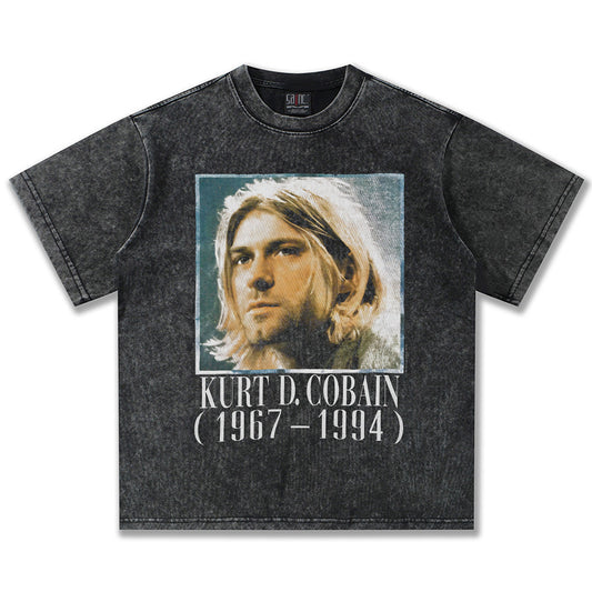 NIRVANA Kurt D. Cobain Vintage Washed Black T-Shirt