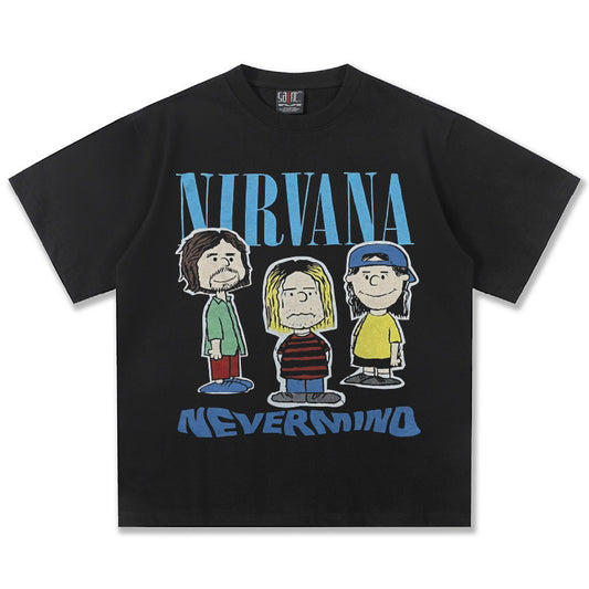 NIRVANA Nevermind Classic Black Cartoon T-Shirt