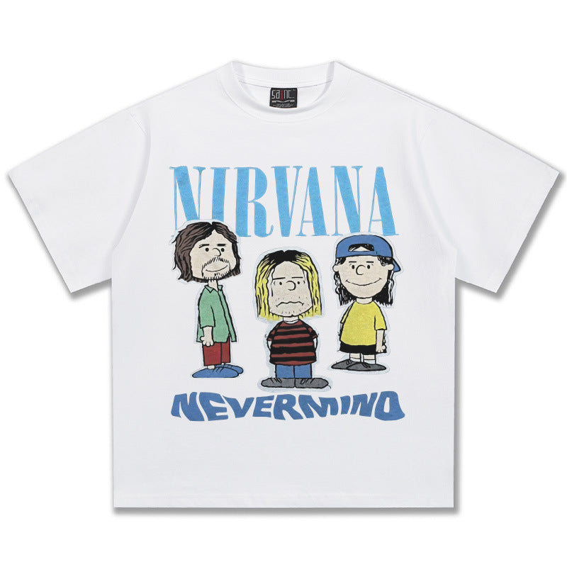 NIRVANA Nevermind Classic White Cartoon T-Shirt