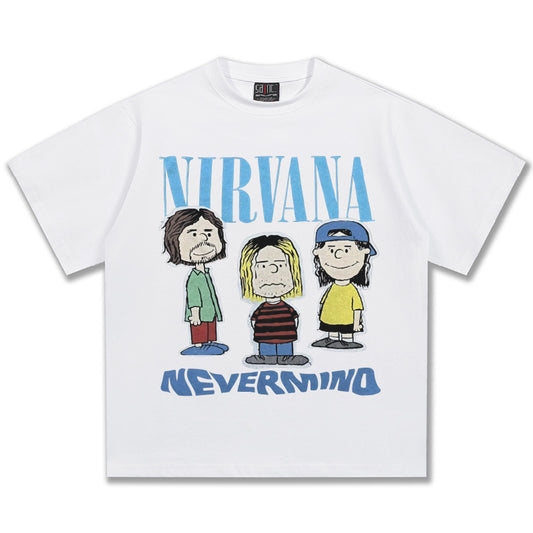 NIRVANA Nevermind Classic White Cartoon T-Shirt