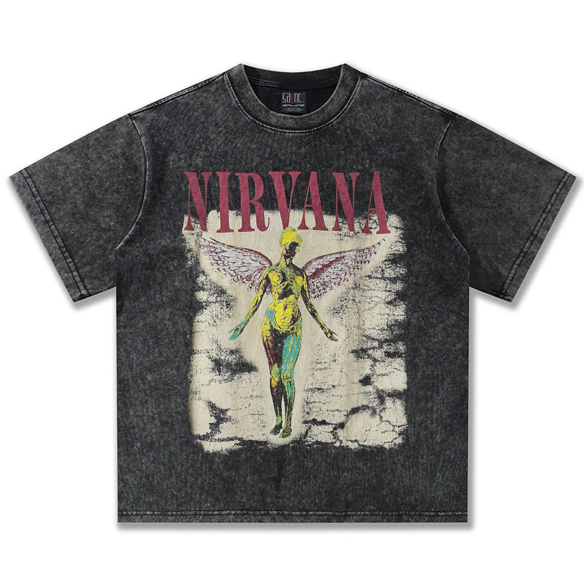 NIRVANA In Utero Angel Vintage Washed Black T-Shirt