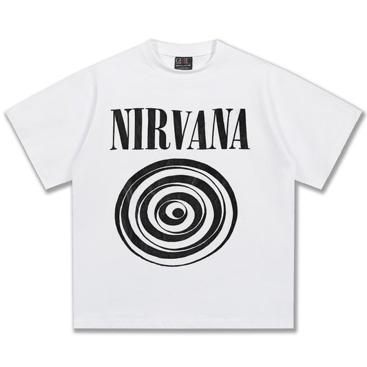 NIRVANA White Circle Graphic T-Shirt