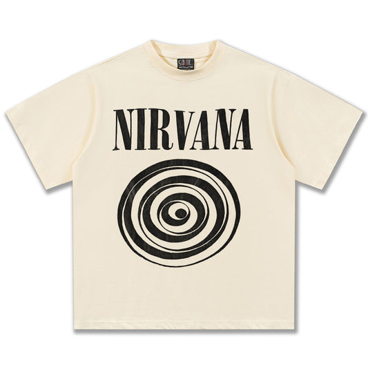NIRVANA Cream Circle Graphic T-Shirt